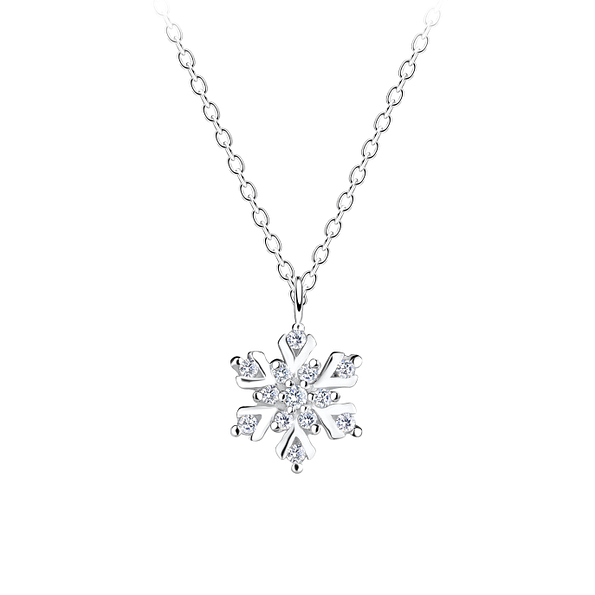 Silver Snowflake Necklace - 15687
