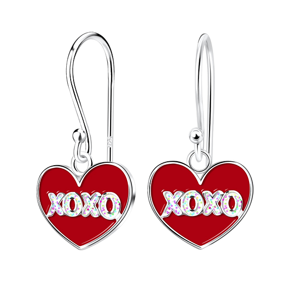 Silver XOXO Heart Earrings - 17489