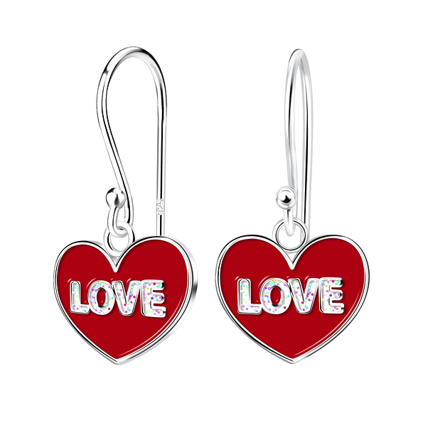 Silver Love Heart Earrings - 17493
