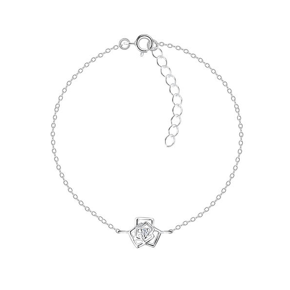 Silver Rose Flower Bracelet - 16442