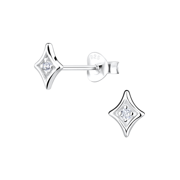 Silver Geometric Stud Earrings - 16422