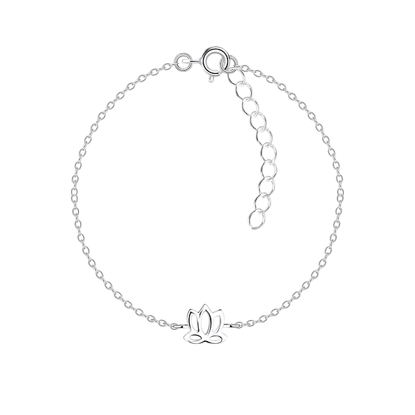 Silver Lotus Flower Bracelet - 16324