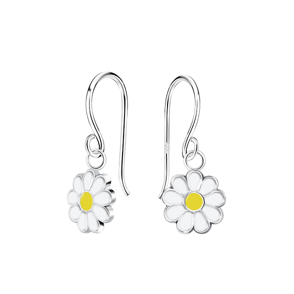Silver Daisy Flower Earrings - 15907