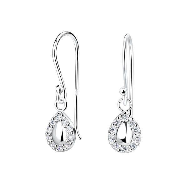 Silver Tear Drop Earrings - 15793