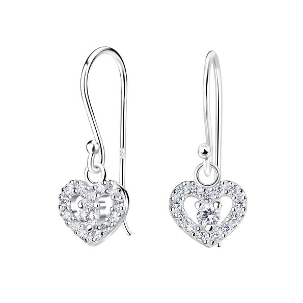 Silver Heart Earrings - 16343