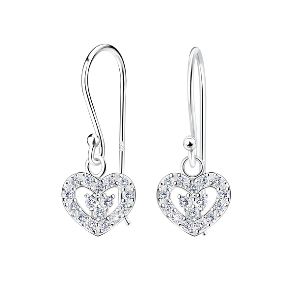 Silver Heart Earrings - 16344