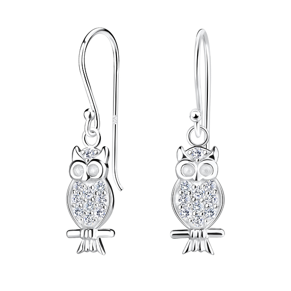Silver Owl Earrings - 16347
