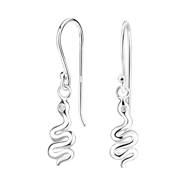 Silver Snake Earrings - 16349