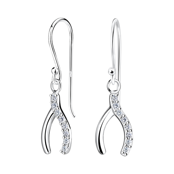 Silver Wishbone Earrings - 16350
