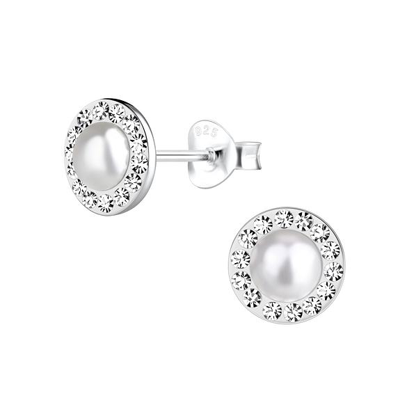 Silver Round Stud Earrings - 16335