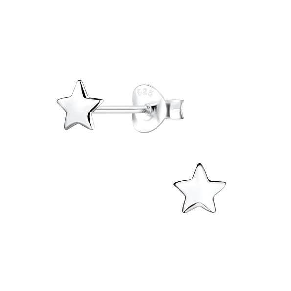 Silver Star Stud Earrings - 16388