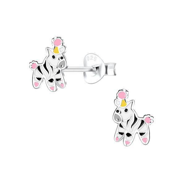 Silver Zebra Stud Earrings - 16258