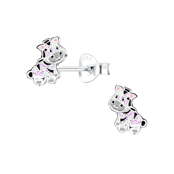 Silver Zebra Stud Earrings - 16391