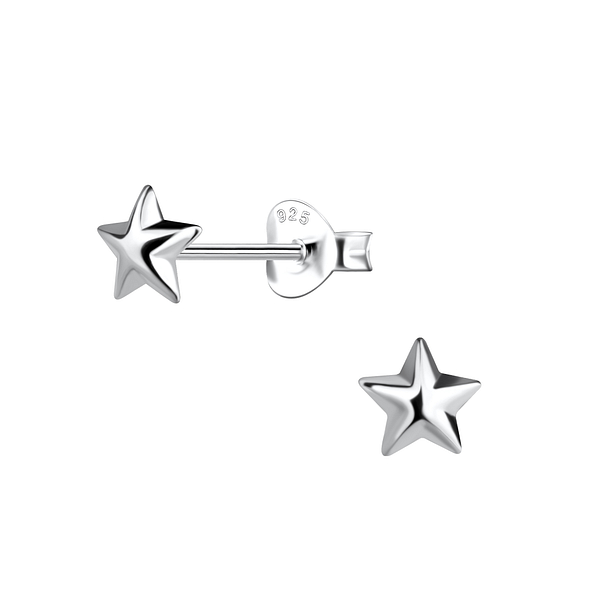 Silver Star Stud Earrings - 18098
