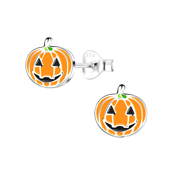Silver Pumpkin Stud Earrings - 16251