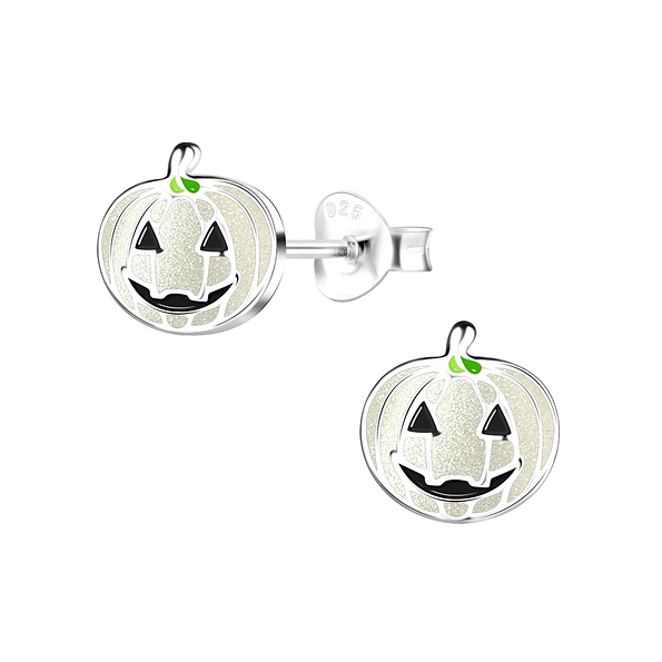 Silver Pumpkin Stud Earrings - 16245