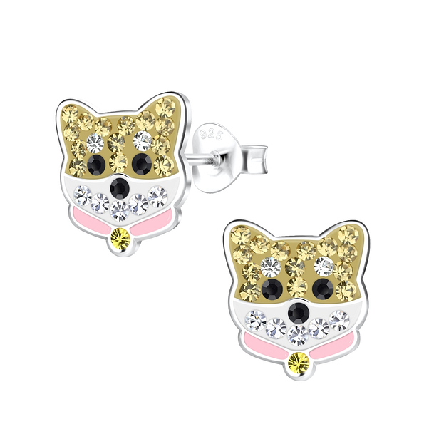 Silver Dog Stud Earrings - 17511
