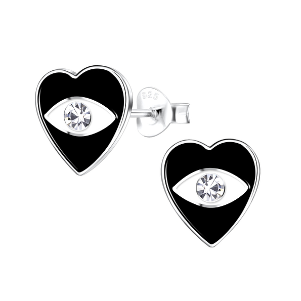 Silver Heart Stud Earrings - 16121