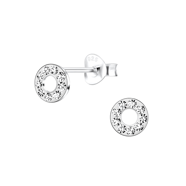 Silver Circle Stud Earrings - 16319