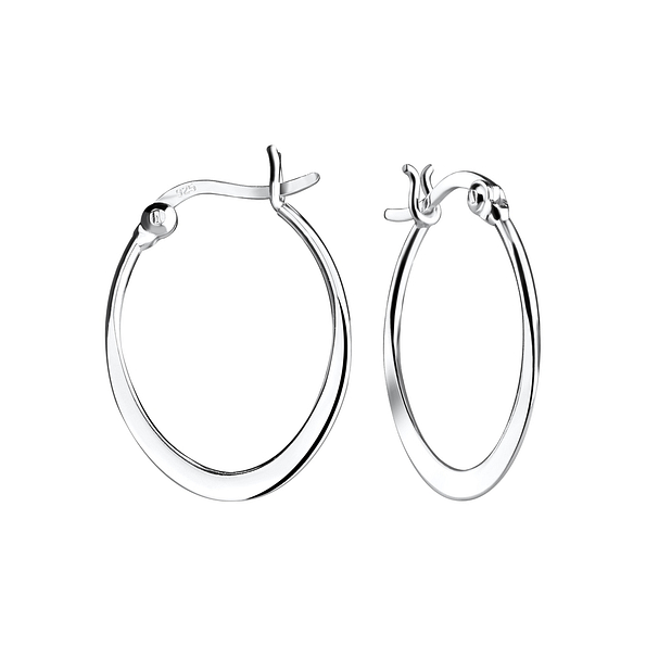 Silver French Lock Hoop Earrings - 9519