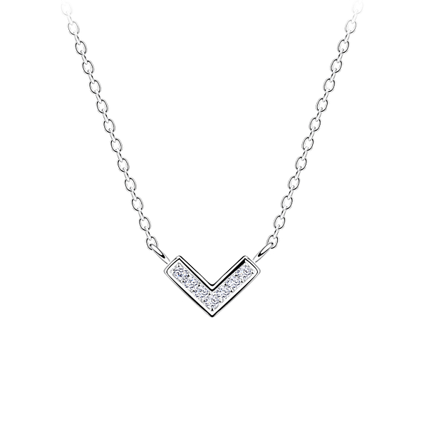 Silver Chevron Necklace - 16373