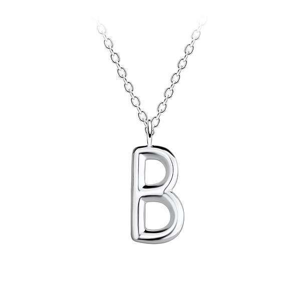 Silver Letter B Necklace - 18623