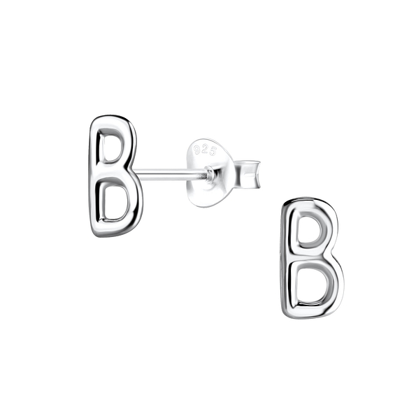 Silver Letter B Stud Earrings - 18592