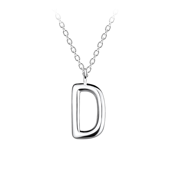 Silver Letter D Necklace - 18628