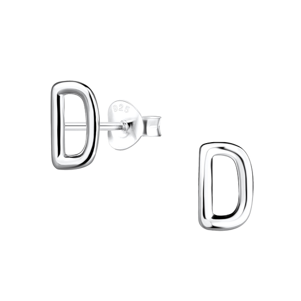 Silver Letter D Stud Earrings - 18596
