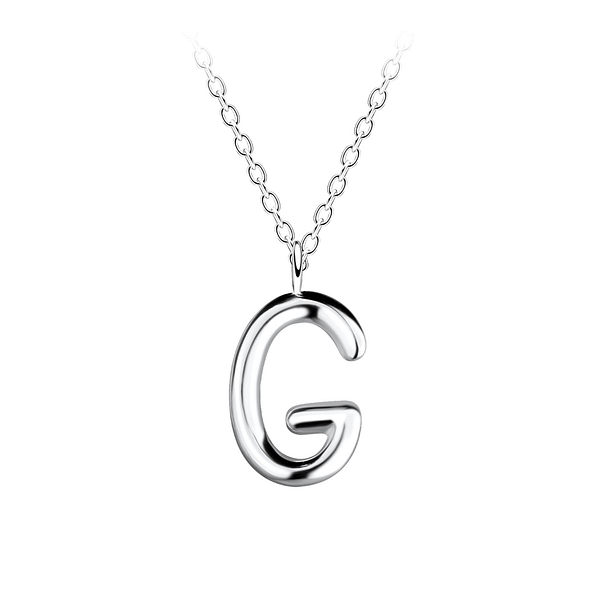 Silver Letter G Necklace - 18630