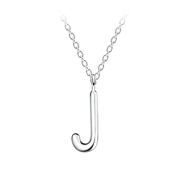 Silver Letter J Necklace - 18633