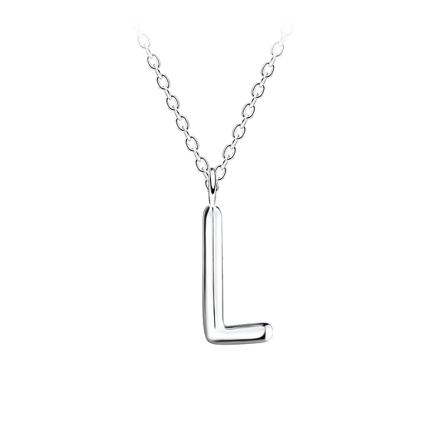 Silver Letter L Necklace - 18634