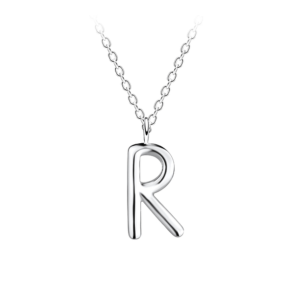 Silver Letter R Necklace - 18637