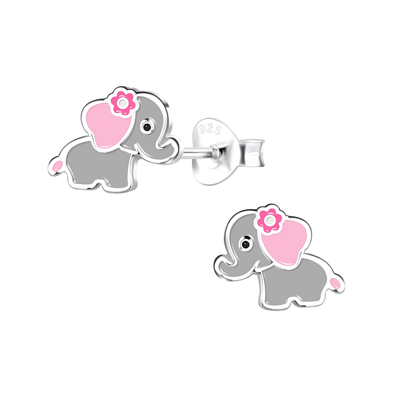 Silver Elephant Stud Earrings - 16509