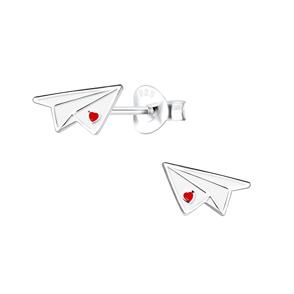 Silver Paper Plane Stud Earrings - 16503 Silver Paper Plane Stud Earrings - 16503