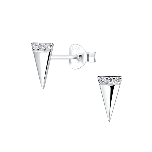 Silver Triangle Stud Earrings - 16488