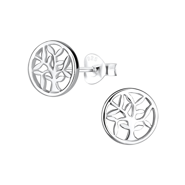 Silver Tree of Life Stud Earrings - 16587