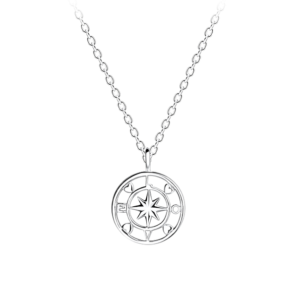 Silver Love Compass Necklace - 16398