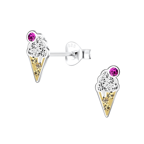 Silver Ice cream Stud Earrings - 16848 Silver Ice cream Stud Earrings - 16848