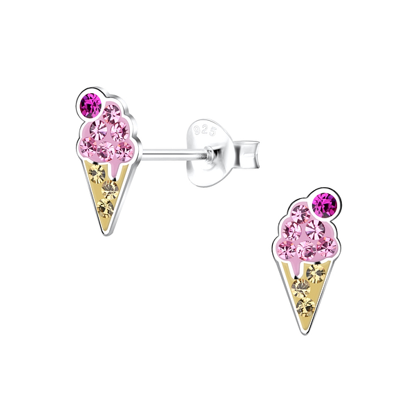 Silver Ice cream Stud Earrings - 16846 Silver Ice cream Stud Earrings - 16846