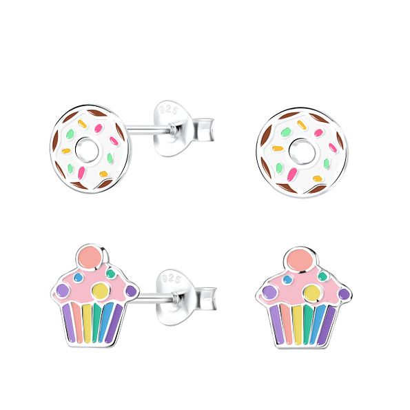 Silver Sweets Stud Earrings Set - 16822 Silver Sweets Stud Earrings Set - 16822