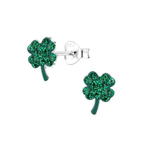 Silver Clover Stud Earrings - 17117