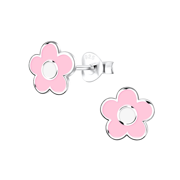 Silver Flower Stud Earrings - 17087