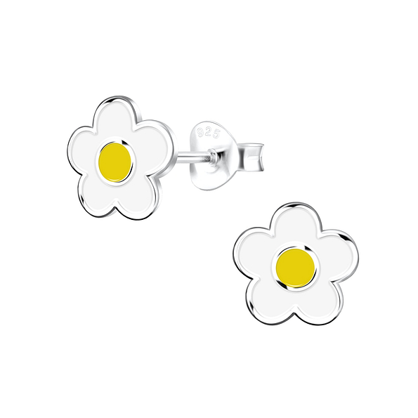 Silver Flower Stud Earrings - 17086