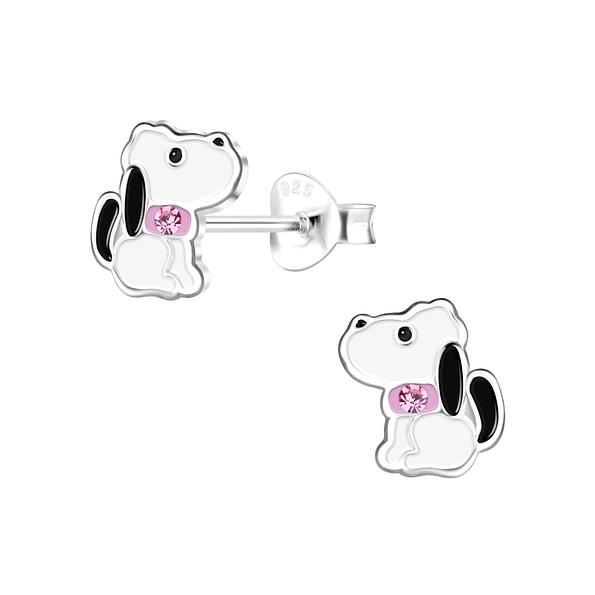 Silver Beagle Dog Stud Earrings - 17037