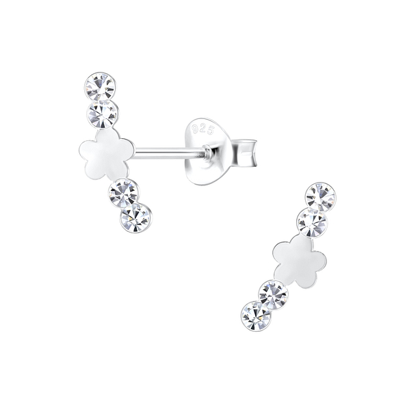 Silver Flower Stud Earrings - 17171