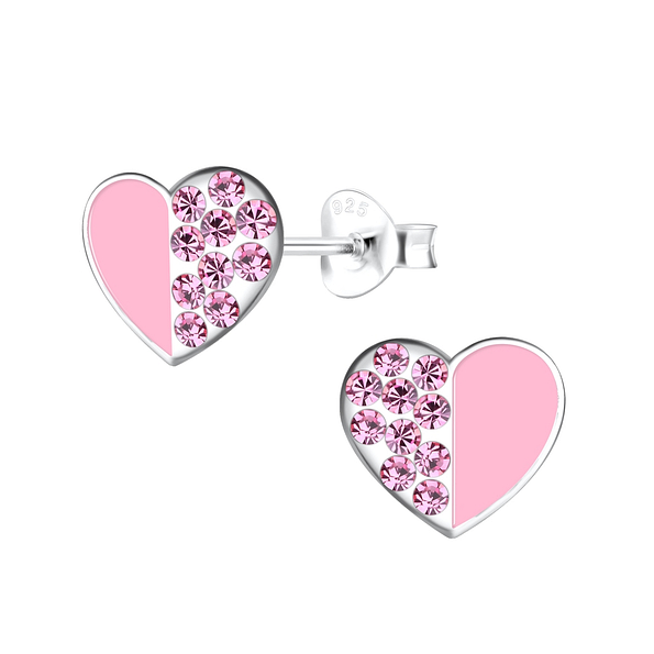Silver Heart Stud Earrings - 16571