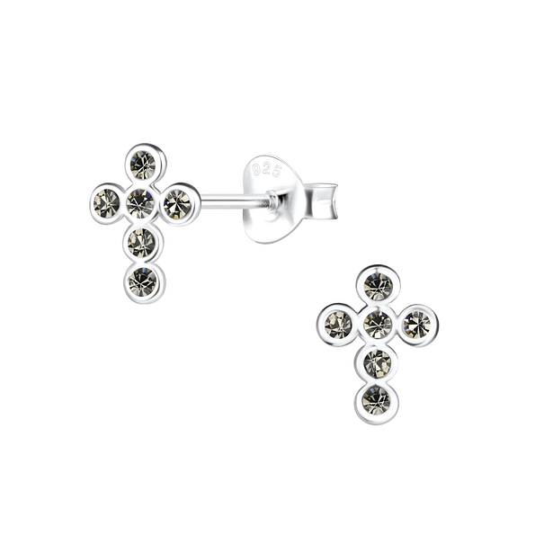 Silver Cross Stud Earrings - 17140