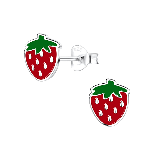 Silver Strawberry Stud Earrings - 17134