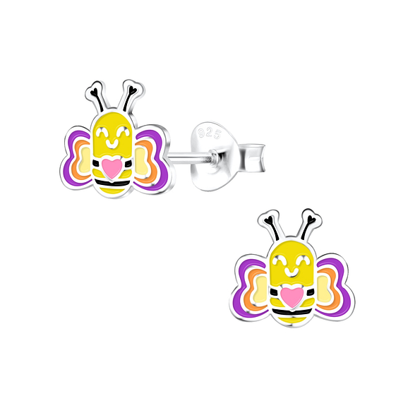 Silver Bee Stud Earrings - 17169